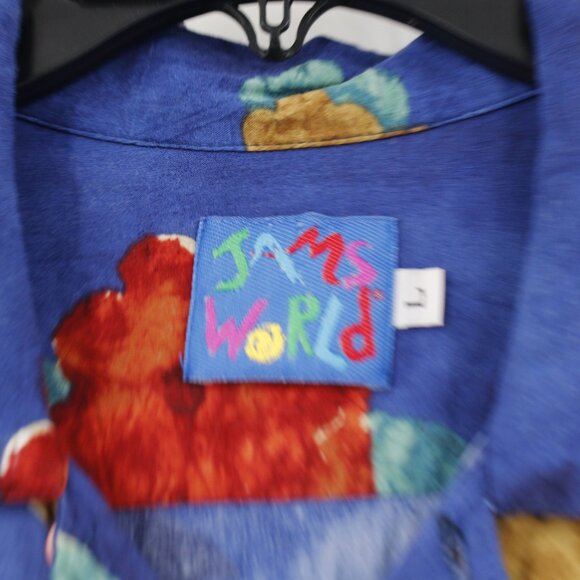 Jams World Hawaiian Shirt mens large M630RE blue Red Floral Short Sleeve Rayon - Picture 7 of 14